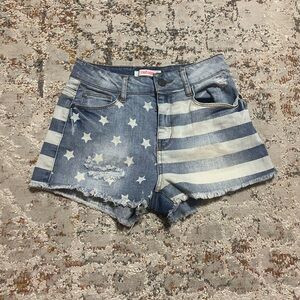 Refuge American flag ripped denim shorts